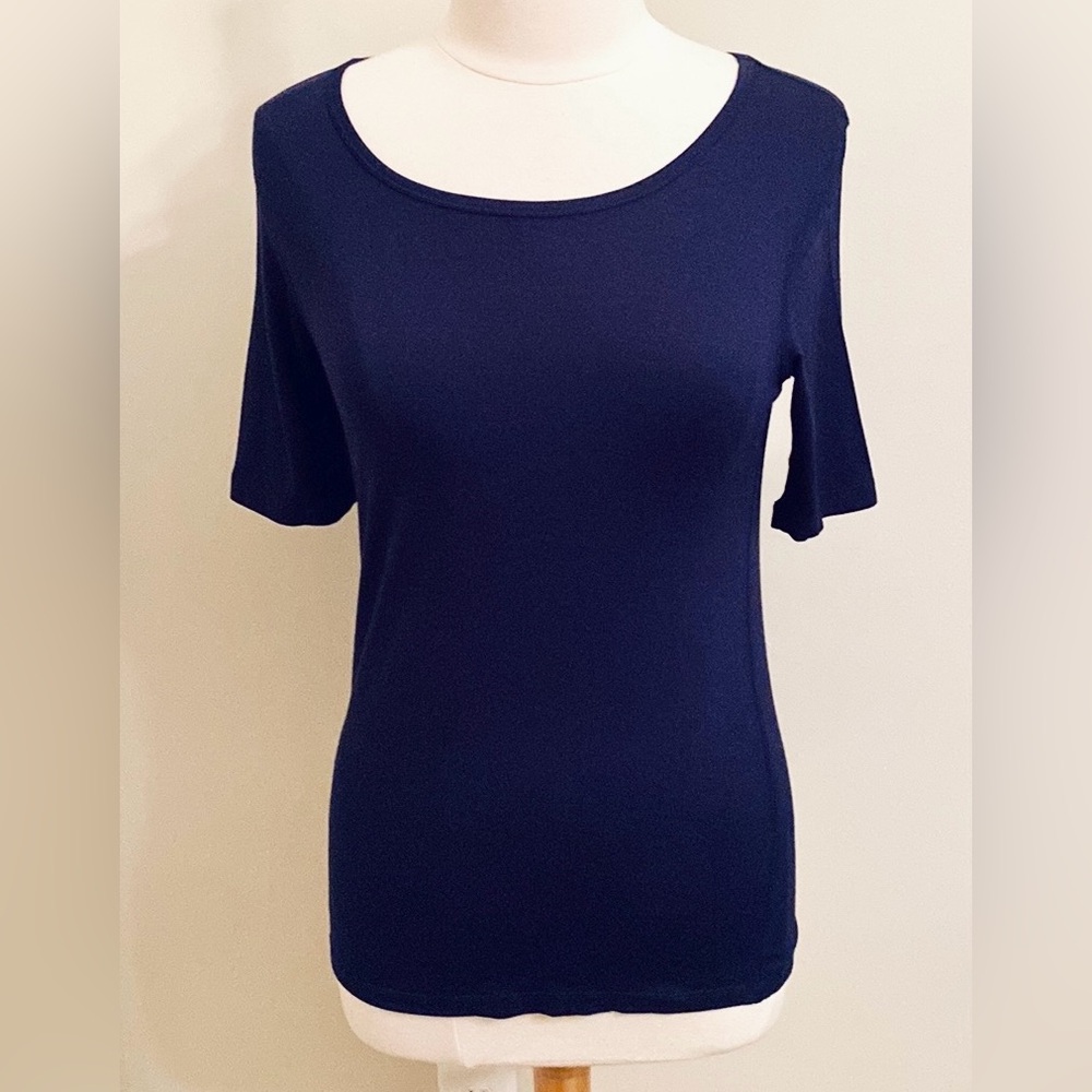 CG Sport Navy Blue SZ S Minimalist Sporty Soft Jersey Casual Everyday Top